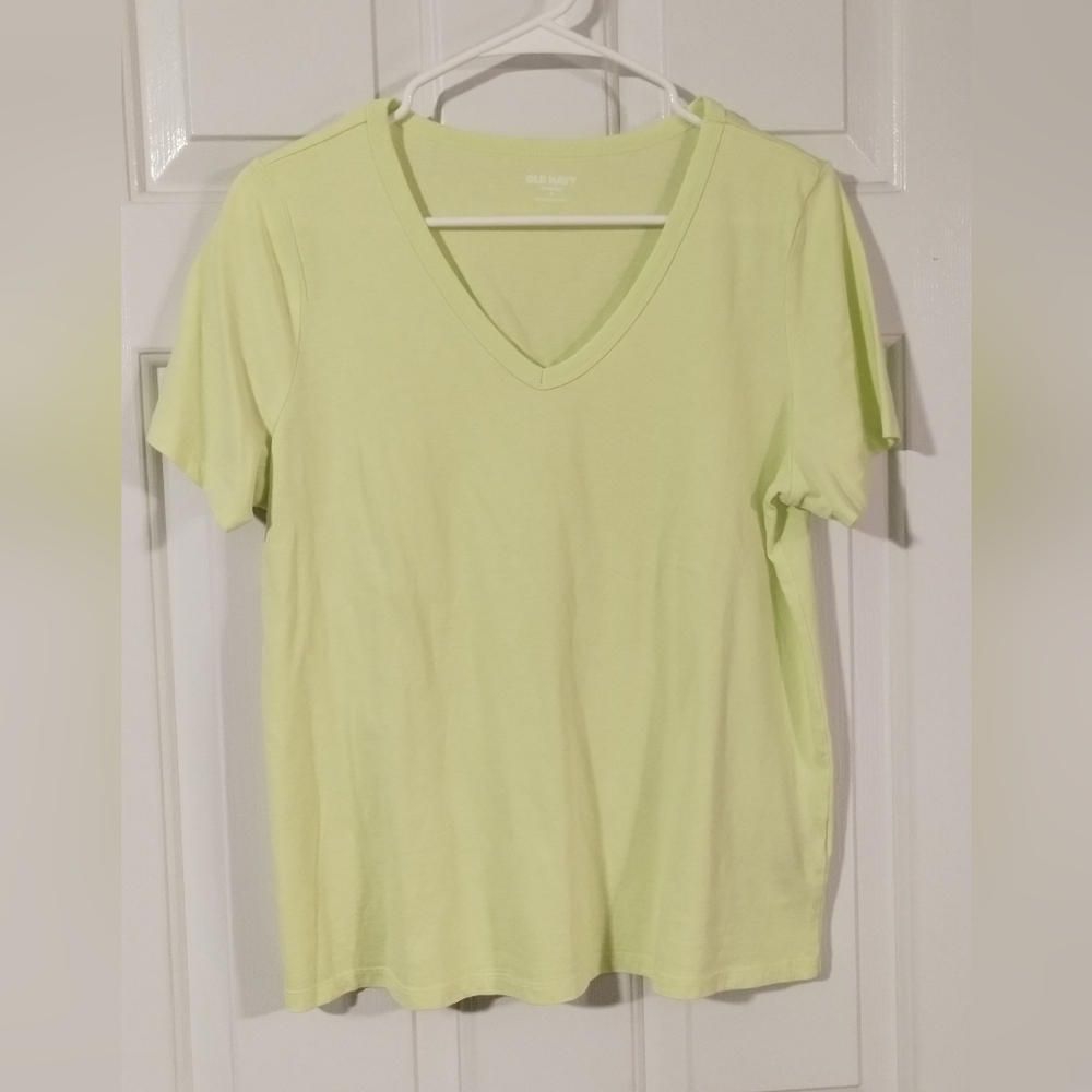 Old Navy Women's Florescent Yellow V-Neck Tee